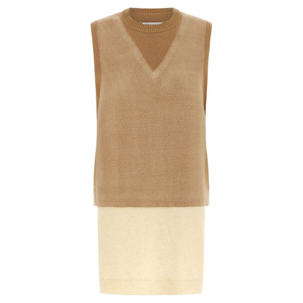 Maison Margiela Beige Virgin Wool Sleeveless Women's Jacket